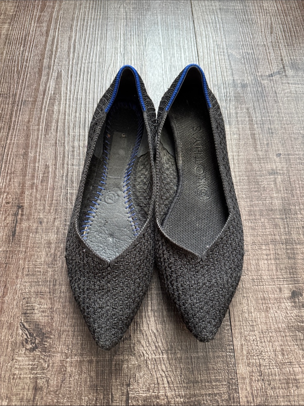 Rothy's White Slip-On Sneakers & Black Pointed Flats - Picture 2 of 11